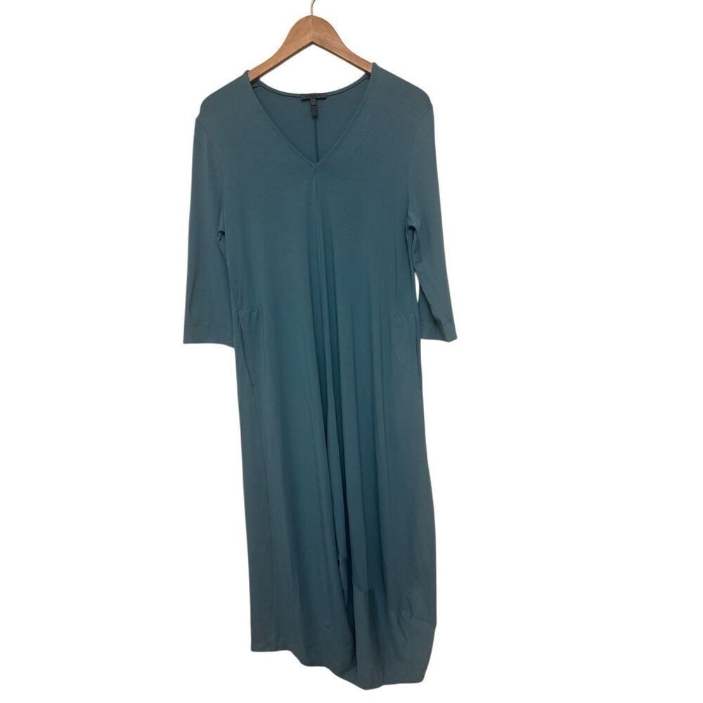 OSKA Size: 1 Midi Maxi Dress Lagenlook V Neck 3/4 Sleeve